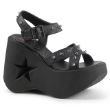 Noir 13 cm Demonia DYNAMITE-02 sandales lolita talons compensées