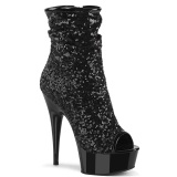 Noir 15 cm DELIGHT-1008SQ bottines a paillettes pour femmes