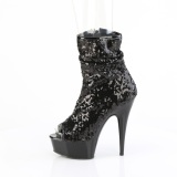 Noir 15 cm DELIGHT-1008SQ bottines a paillettes pour femmes