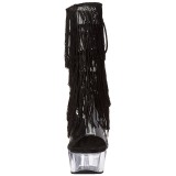 Noir 15 cm DELIGHT-1017TF bottines a frangees pour femmes a talon