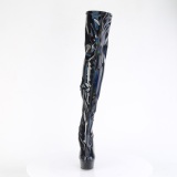 Noir 15 cm DELIGHT-3000HWR Hologramme bottes overknee plateforme de pole dance