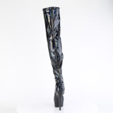 Noir 15 cm DELIGHT-3000HWR Hologramme bottes overknee plateforme de pole dance