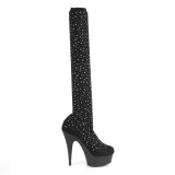 Noir 15 cm DELIGHT-30022 Tissu en maille bottes overknee plateforme