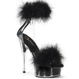 Noir 15 cm DELIGHT-624F sandales  talons hauts et plumes pole dance