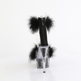 Noir 15 cm DELIGHT-624F sandales  talons hauts et plumes pole dance