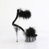 Noir 15 cm DELIGHT-624F sandales  talons hauts et plumes pole dance