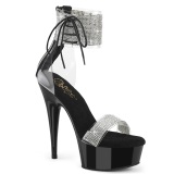 Noir 15 cm DELIGHT-627RS noirs plateforme talon haut avec bande de cheville