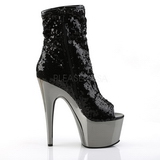 Noir 18 cm ADORE-1008SQ bottines a paillettes pour femmes