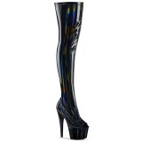 Noir 18 cm ADORE-3011HWR Hologramme plateforme bottes cuissardes bout ouvert