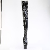 Noir 18 cm ADORE-4011 Vinyle plateforme bottes cuissardes crotch haute