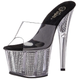 Noir 18 cm ADORE-701SRS Pierre strass plateforme mules femme