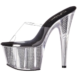 Noir 18 cm ADORE-701SRS Pierre strass plateforme mules femme