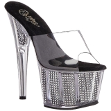 Noir 18 cm ADORE-701SRS Pierre strass plateforme mules femme