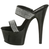 Noir 18 cm ADORE-702-2 Pantoufles Talons Hauts Pierres Strass