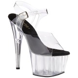 Noir 18 cm ADORE-708 Plexi Plateforme Haut Talon