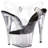 Noir 18 cm ADORE-708 Plexi Plateforme Haut Talon