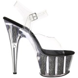 Noir 18 cm ADORE-708SRS Plateforme Strass Sandales Femmes