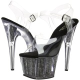 Noir 18 cm ADORE-708SRS Plateforme Strass Sandales Femmes