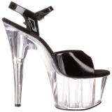 Noir 18 cm ADORE-709 Plexi Plateforme Haut Talon