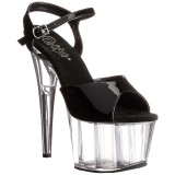 Noir 18 cm ADORE-709 Plexi Plateforme Haut Talon