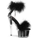 Noir 18 cm ADORE-724F sandales à talons hauts et plumes pole dance