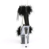 Noir 18 cm ADORE-724F sandales à talons hauts et plumes pole dance