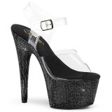 Noir 18 cm BEJEWELED-708DM chaussures  talons plateforme strass