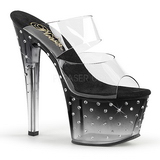 Noir 18 cm STARDUST-702T Pierre strass plateforme mules femme