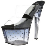 Noir 18 cm STARDUST-702T Pierre strass plateforme mules femme
