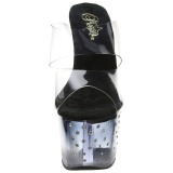 Noir 18 cm STARDUST-702T Pierre strass plateforme mules femme