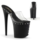Noir 20 cm FLAMINGO-801ABLS Pierre strass plateforme mules femme