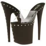 Noir 20 cm FLAMINGO-801ABLS Pierre strass plateforme mules femme