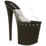 Noir 20 cm FLAMINGO-801ABLS Pierre strass plateforme mules femme