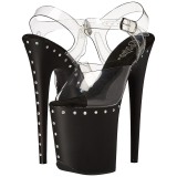 Noir 20 cm FLAMINGO-808ABLS Plateforme Strass Sandales Femmes