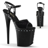 Noir 20 cm FLAMINGO-809ABLS Plateforme Strass Sandales Femmes
