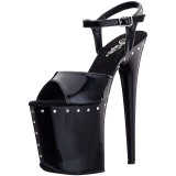 Noir 20 cm FLAMINGO-809ABLS Plateforme Strass Sandales Femmes