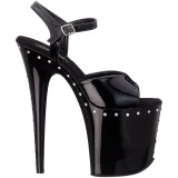 Noir 20 cm FLAMINGO-809ABLS Plateforme Strass Sandales Femmes