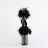 Noir 20 cm FLAMINGO-824F sandales  talons hauts et plumes pole dance