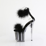 Noir 20 cm FLAMINGO-824F sandales  talons hauts et plumes pole dance