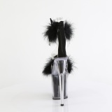 Noir 20 cm FLAMINGO-824F sandales  talons hauts et plumes pole dance