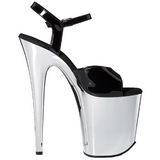 Noir 20 cm Pleaser FLAMINGO-809 Talons Hauts Chrome Plateforme