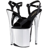 Noir 20 cm Pleaser FLAMINGO-809 Talons Hauts Chrome Plateforme