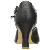 Noir 7,5 cm retro vintage FLAPPER-11 Pinup escarpins femmes à talons bas