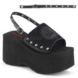 Noir 9 cm DemoniaCult FUNN-32 sandales plateforme lolita emo