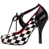 Noir Blanc 10,5 cm HARLEQUIN-03 Chaussures pour femmes a talon