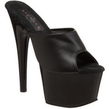 Noir Cuir 18 cm ADORE-701 Plateforme Mules Hautes