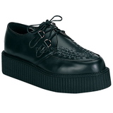 Noir Cuir 5 cm CREEPER-402 Chaussures Creepers Hommes Plateforme