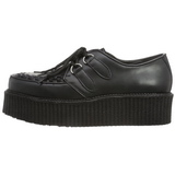 Noir Cuir 5 cm CREEPER-402 Chaussures Creepers Hommes Plateforme