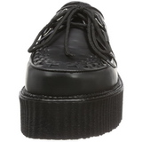Noir Cuir 5 cm CREEPER-402 Chaussures Creepers Hommes Plateforme