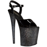 Noir Etincelle 20 cm FLAMINGO-809MG Chaussures Plateau Talon Haut